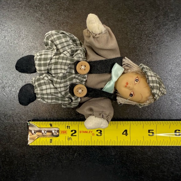 Two Small Porcelain Head (probably) DollsDressed with Suspenders, Shirt, Pants - Picture 7 of 7